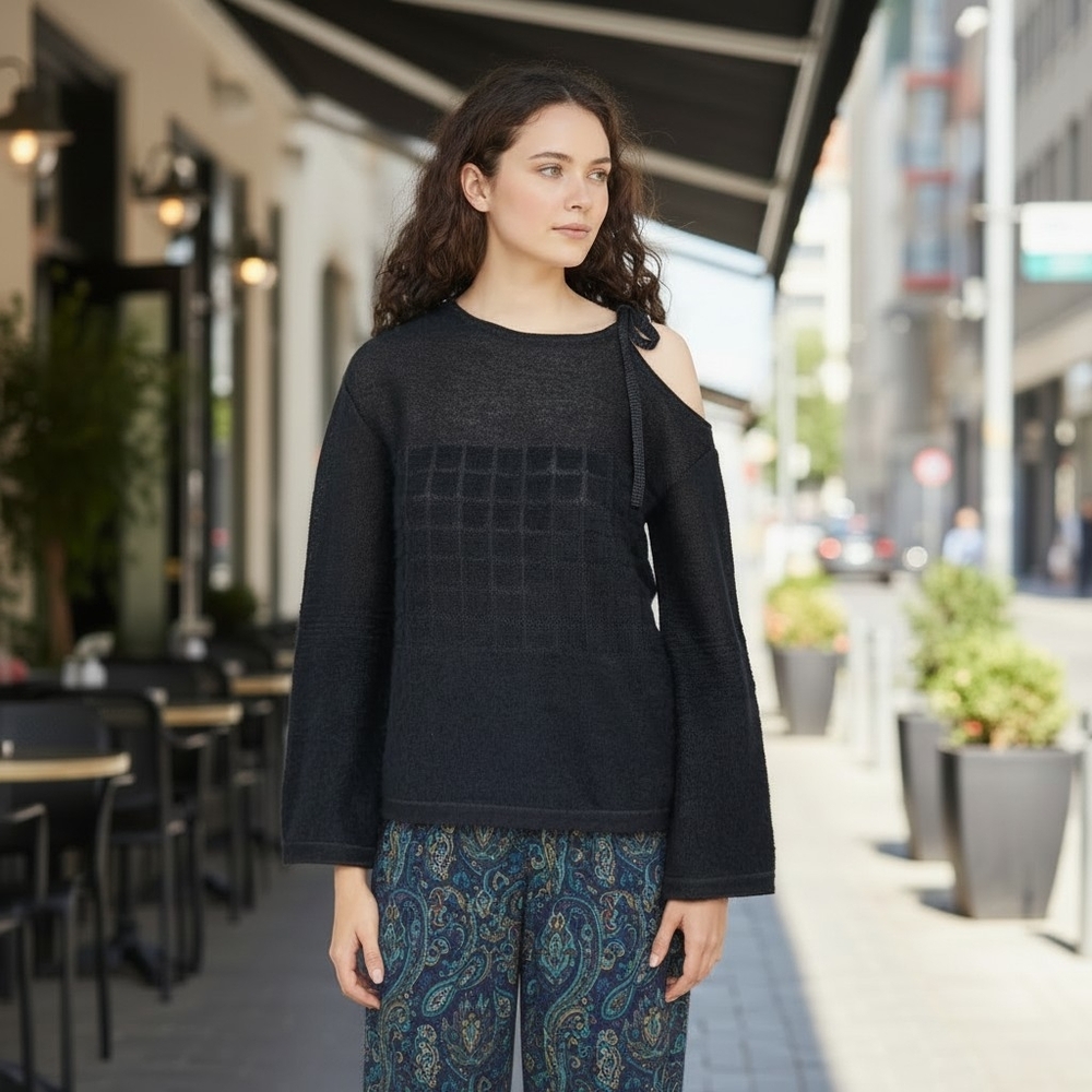 Missoni Tie Cold Shoulder Mohair Blend Knit Top Size 46